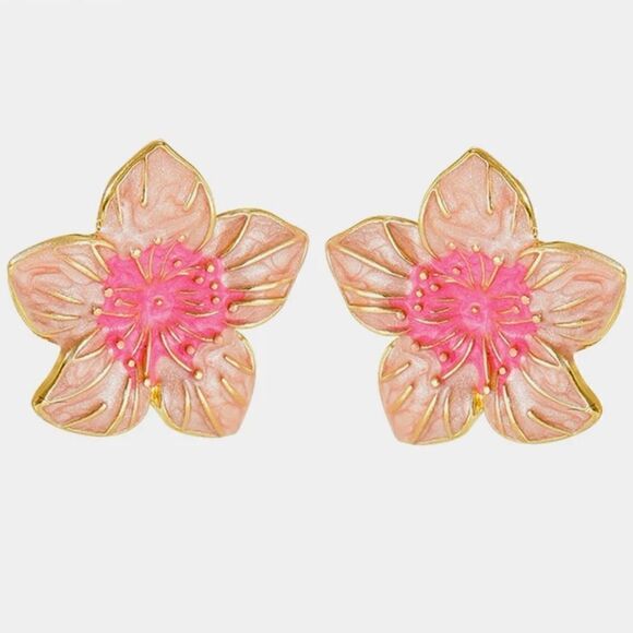 Anthropologie Jewelry - Pink flower stud earrings N182